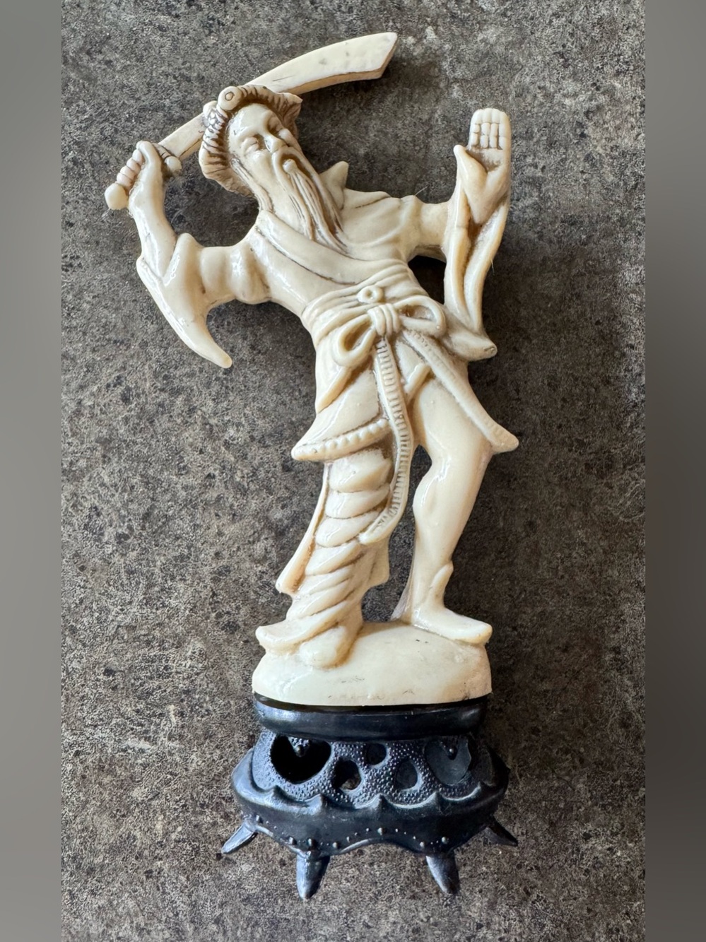 Vintage MCM 1960’s Celluloid Asian Chinese Warrior Sword Figure Figurine
